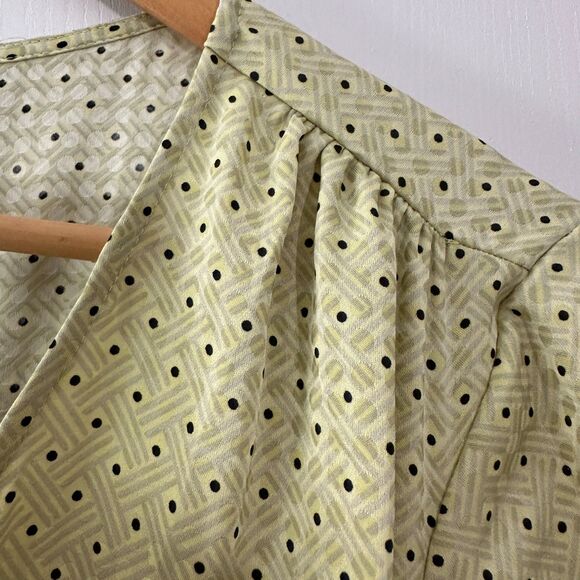 Love, Whit Citron Dot Midi Maxi Dress Womens Tie Waist‎ Green Whitney Port Sz M - Picture 4 of 13